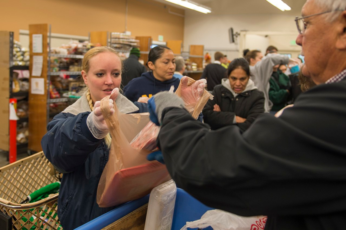 volunteers at food bank