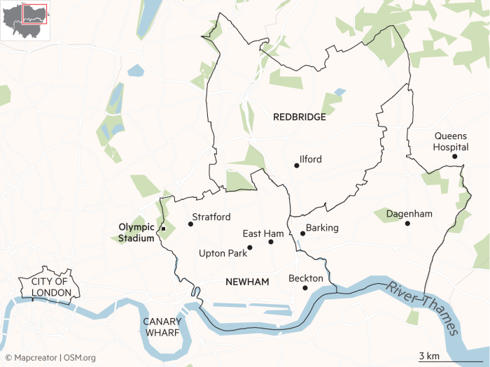 COVID triangle london map