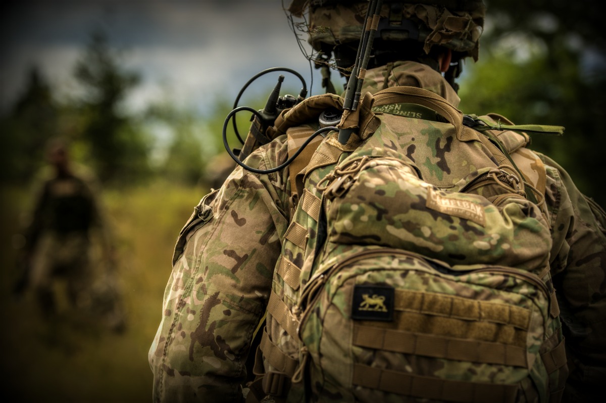 A British Army Soldier marches back toward his rally point during the field training portion of the Saber Strike exercise at Adazi Training Area, Latvia on June 17, 2014. Saber Strike 2014 is a joint, multi-national military exercise scheduled for June 9- 20. The exercise spans multiple locations in Lithuania, Latvia and Estonia, and involves approximately 4,500 personnel from 10 countries. The exercise is designed to promote regional stability, strengthen international military partnerships, enhance multinational interoperability and prepare participants for worldwide contingency operations. (U.S. Army National Guard photo by: Staff Sgt. Brett Miller, 116 Public Affairs Detachment/ Released)