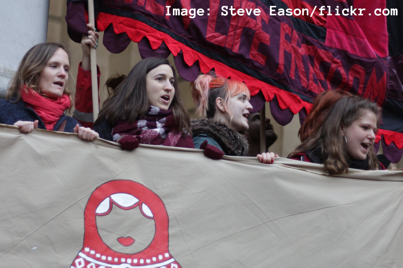 women protesting the 8th