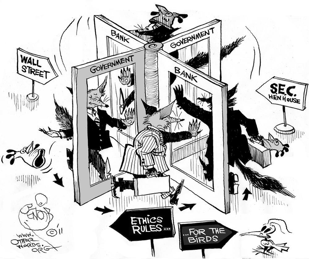 Revolving door cartoon