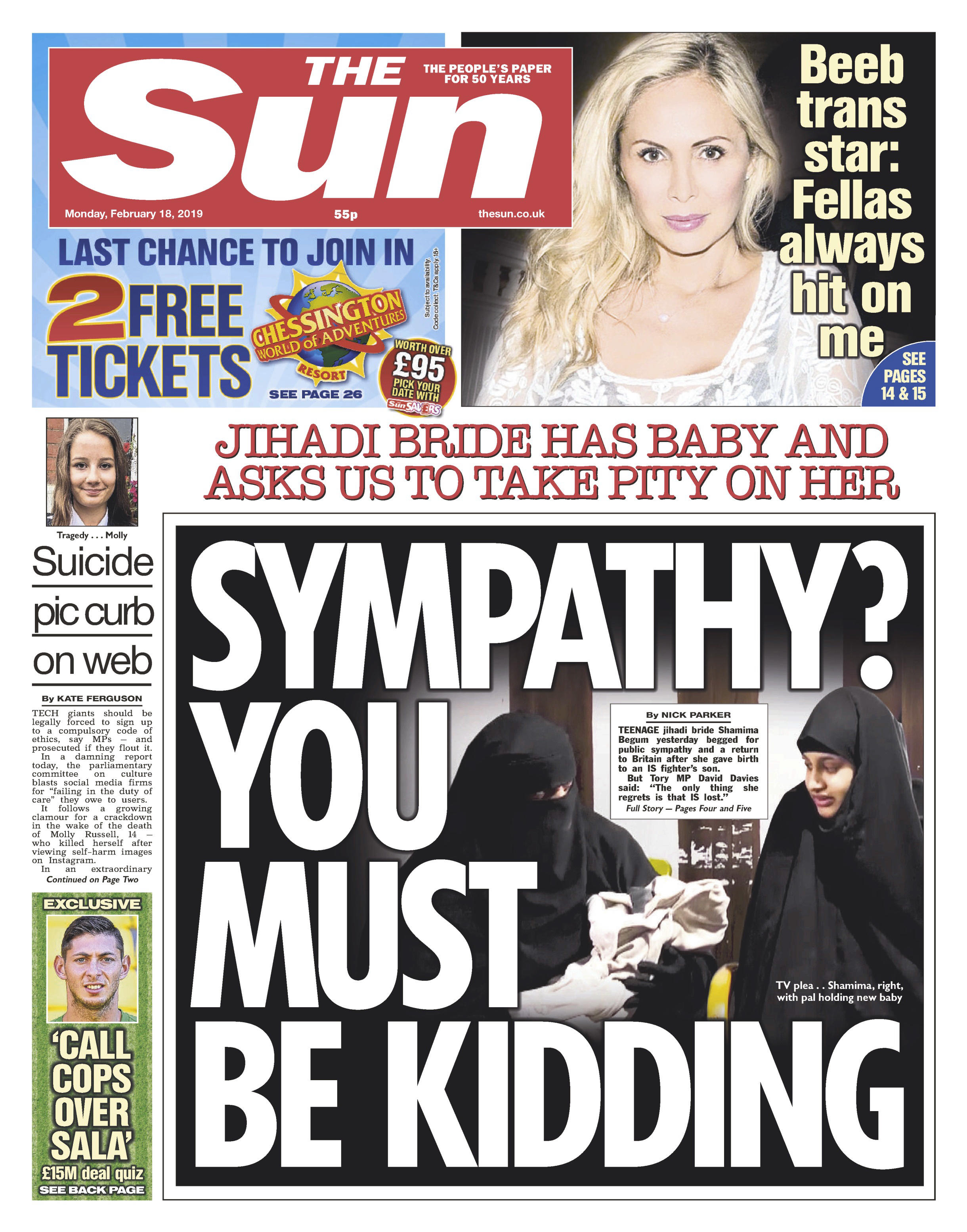 shamima front page