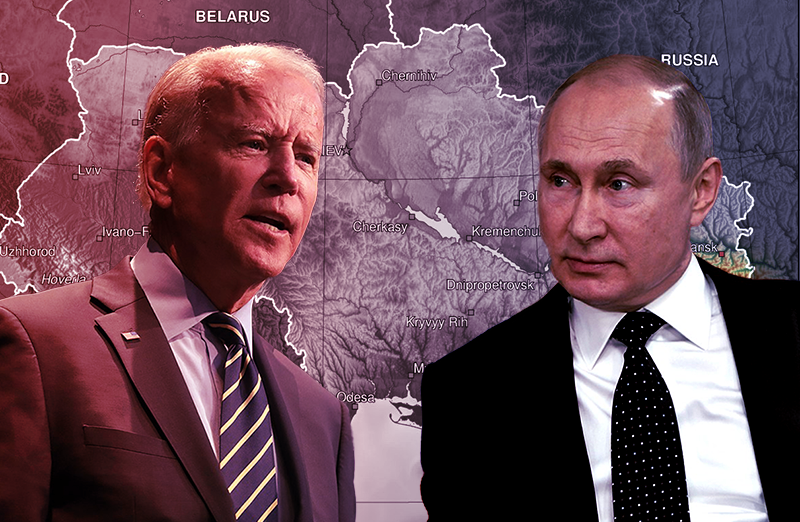 Russia Ukraine tensions Biden and Putin map