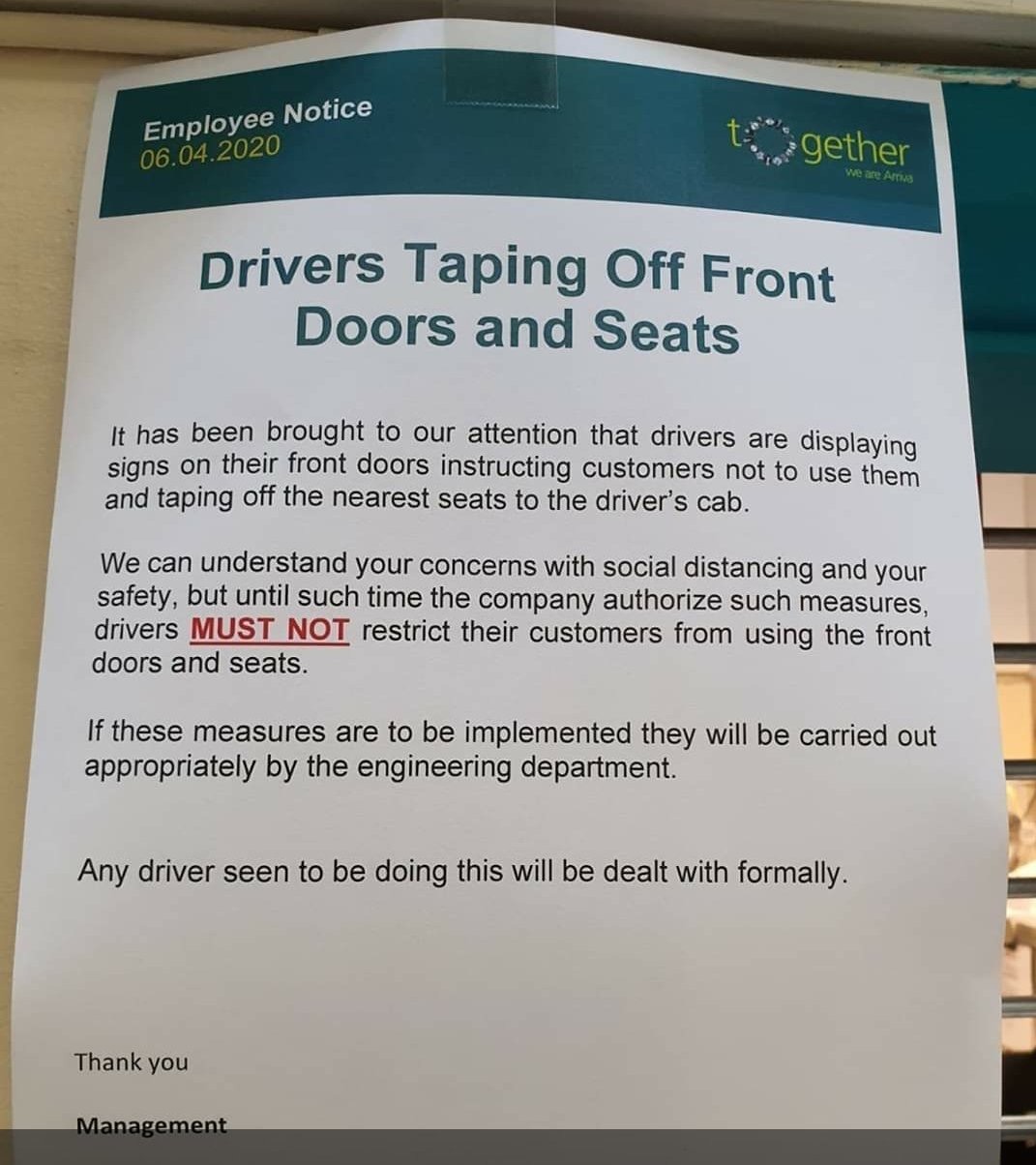 bus drivers covid 19 warning