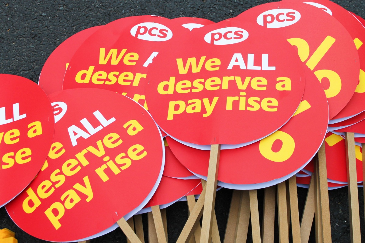 PCS pay rise placards