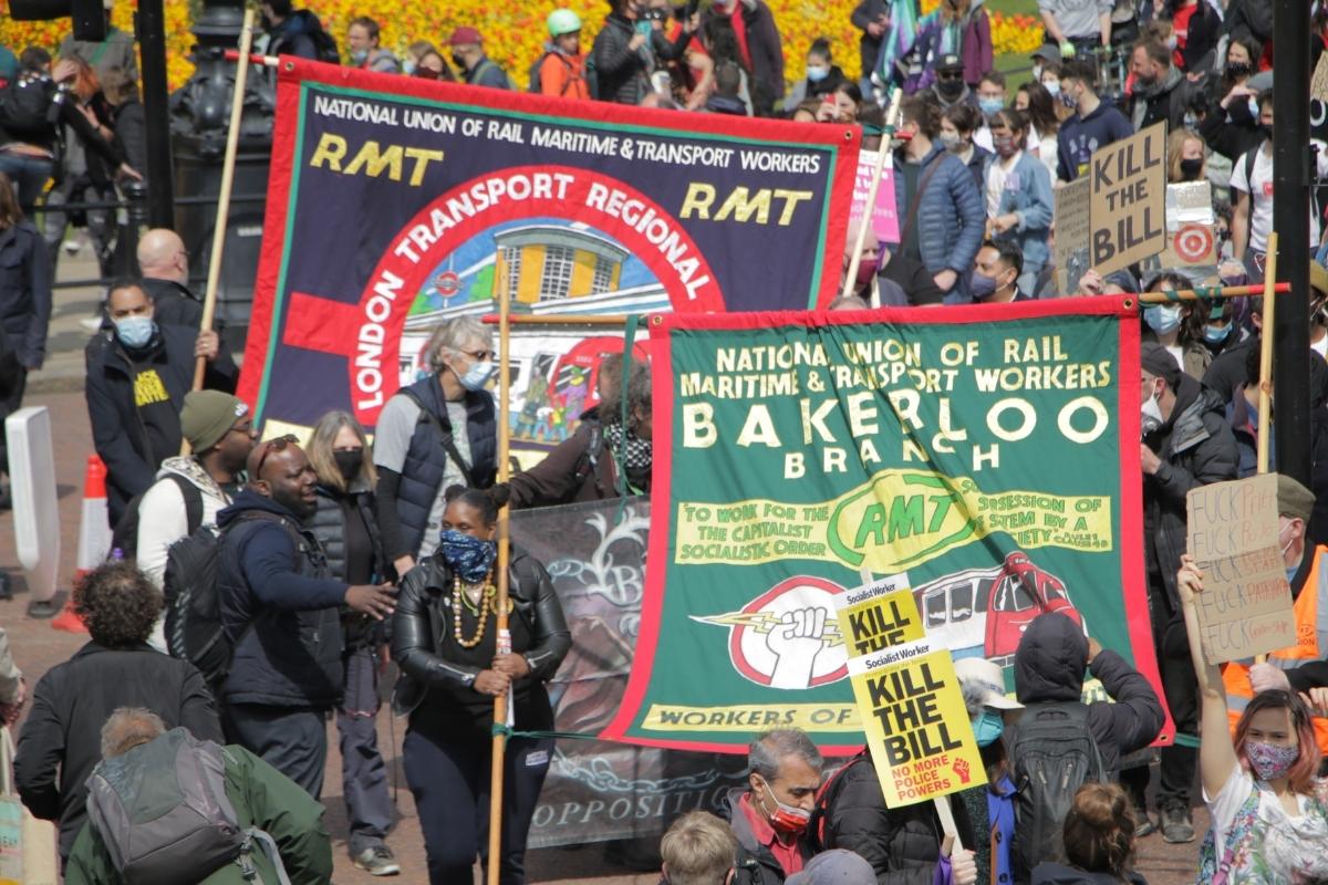 rmt banners london may day 2021