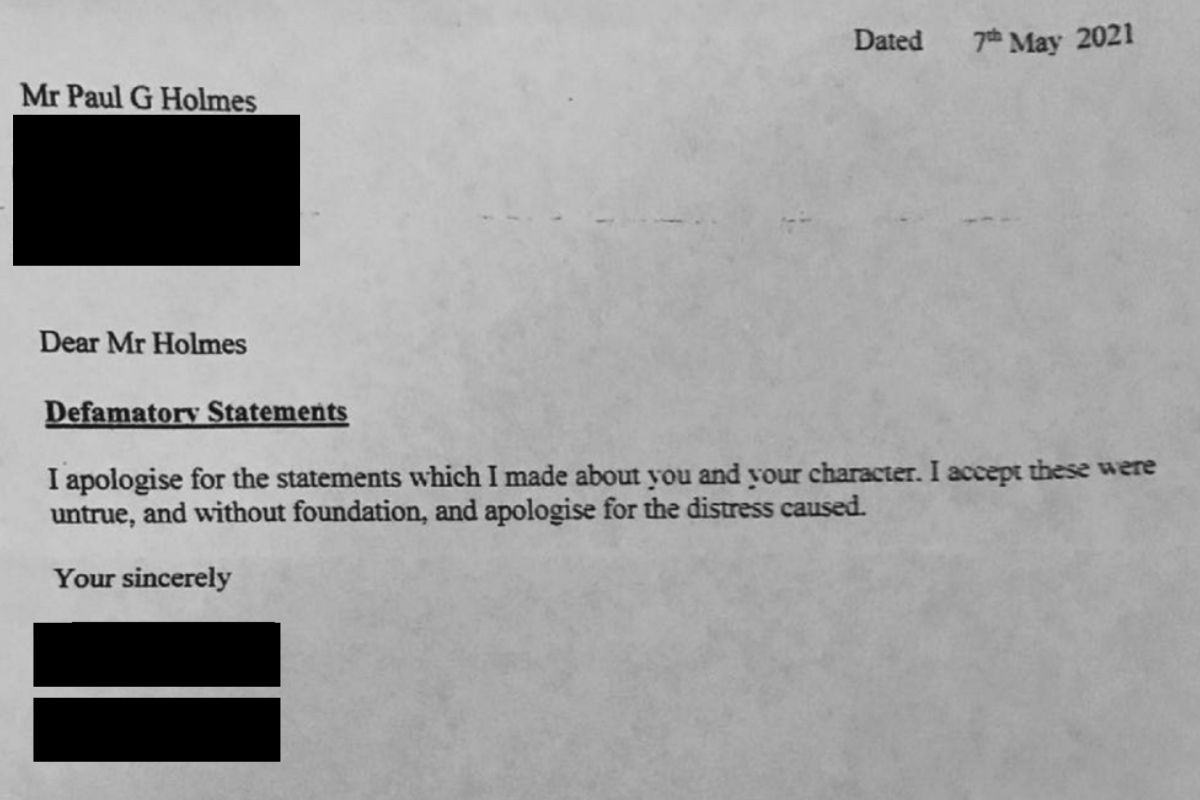 Apology to Paul Holmes 1