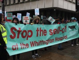 Thousands protest against cuts at the Whittington Hospital