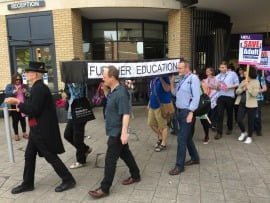 UCU members on strike against the death of Further Education