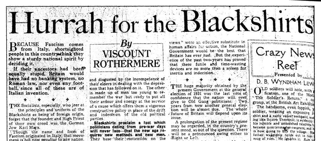 Rothermere Hurrah for the Blackshirts