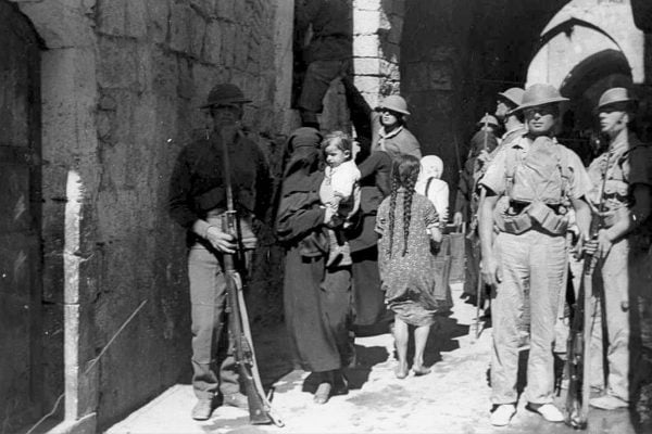 British soldiers policing streets of Jerusalem British mandate of Palestine 1936
