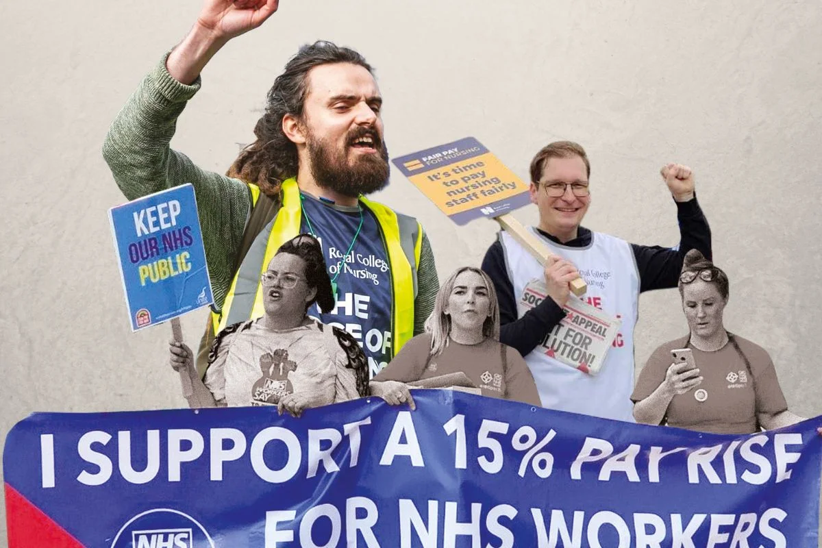 Nurses militant picket banner 2023