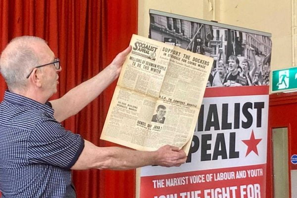 Rob Sewell with old Socialist Appeal at paper conference