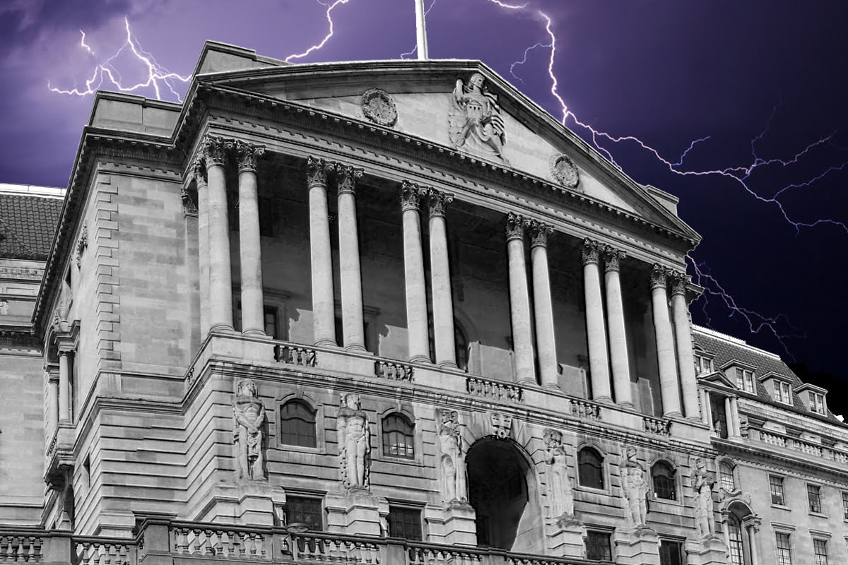 Bank of England in a lightning storm