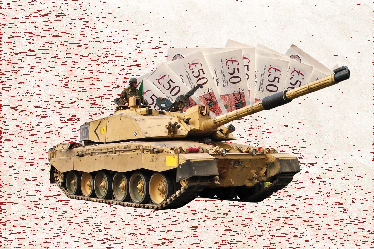 British tank with money arms sales