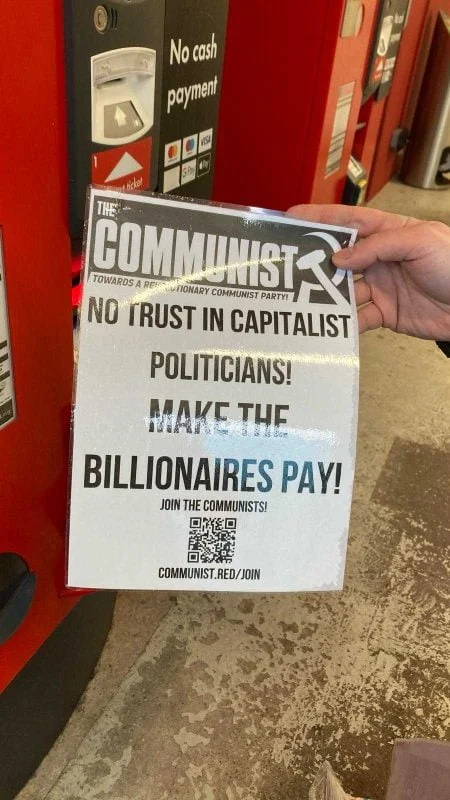 Communist placard Wales farmers protest
