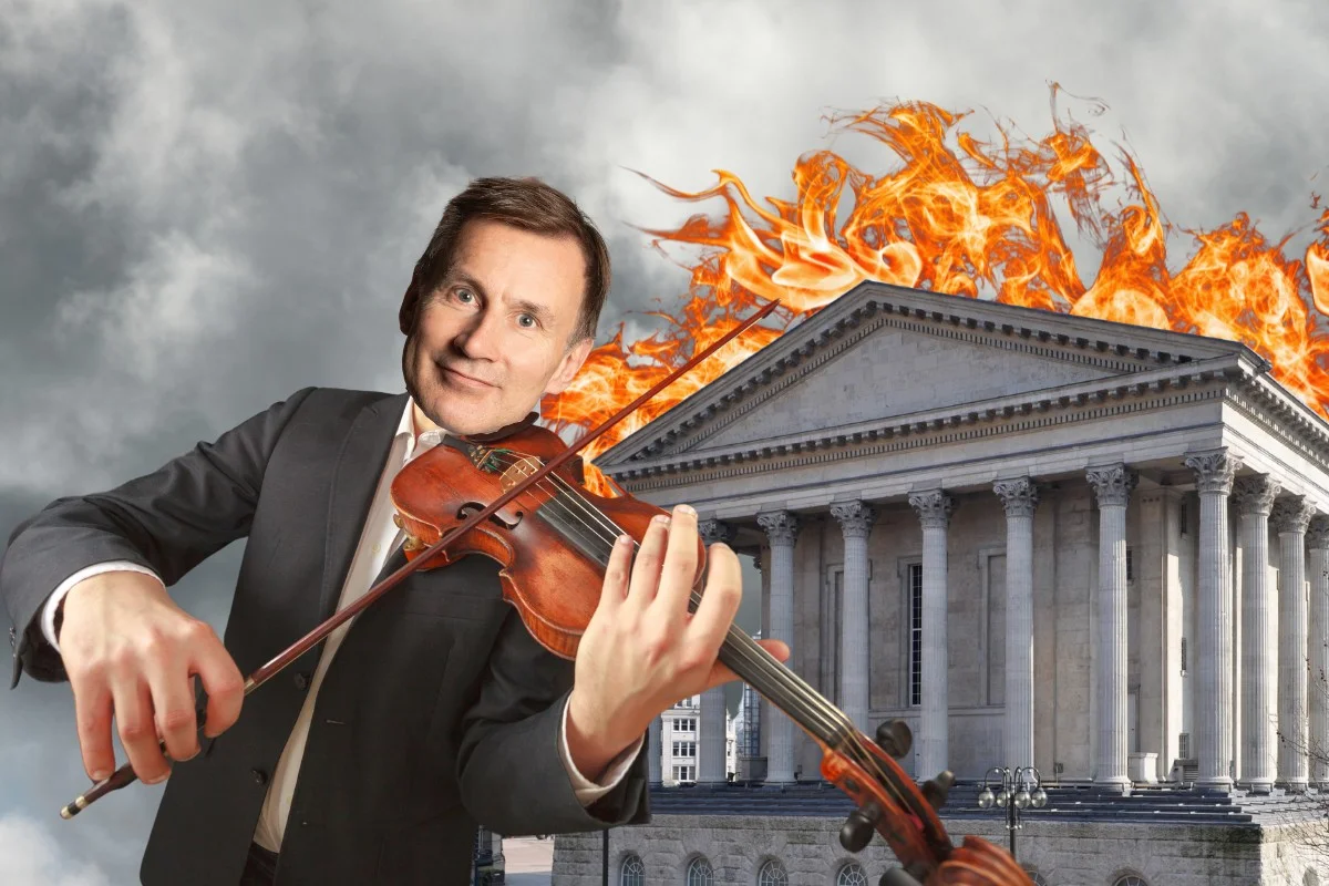 Hunt playing fiddle while Brum burns