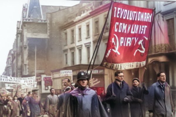 Revolutionary Communist Party RCP May Day march 1947 colourised