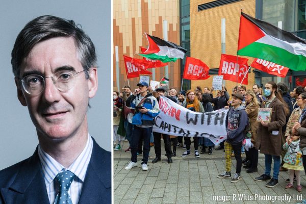 Cardiff communists jacob rees mogg demonstration image r witts photography ltd