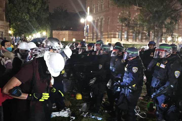 Clashes between protestors and LAPD