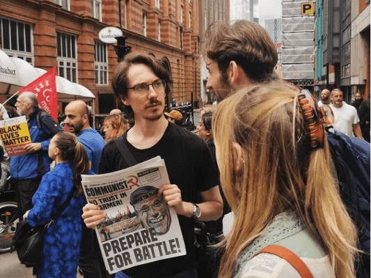 Manchester comrade at demo