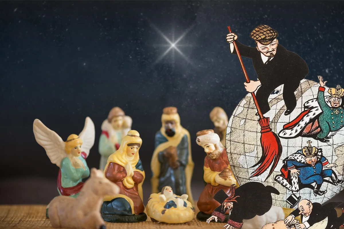 Lenin sweeps the earth nativity creche marxism religion