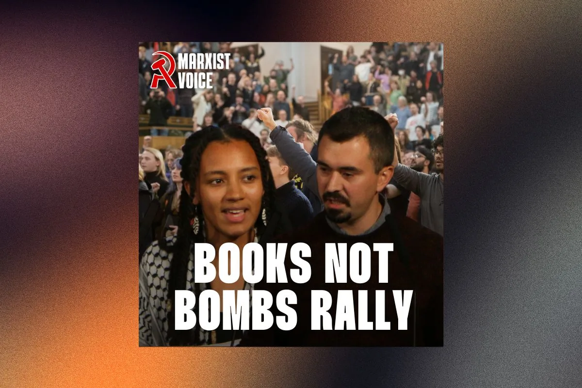Books not bombs rally podcast