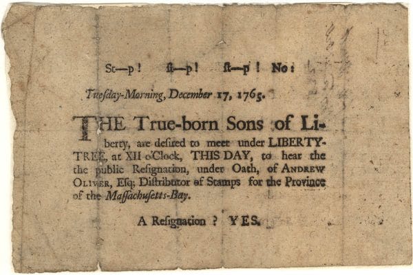 Stamp Act protest broadside