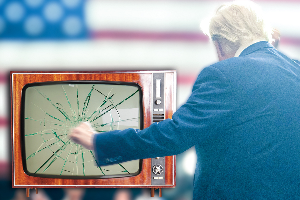 Trump punching TV