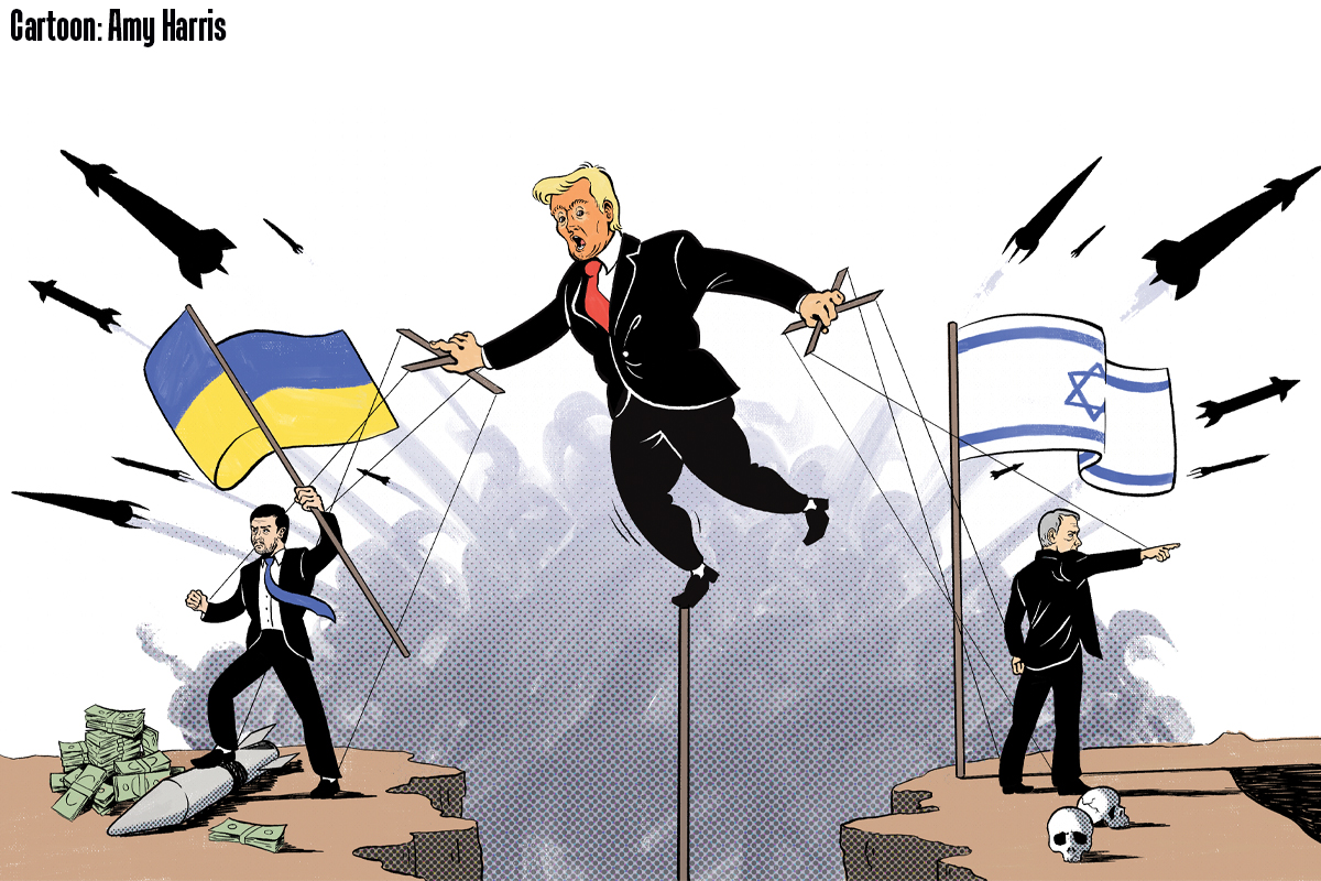 Trump militarism cartoon