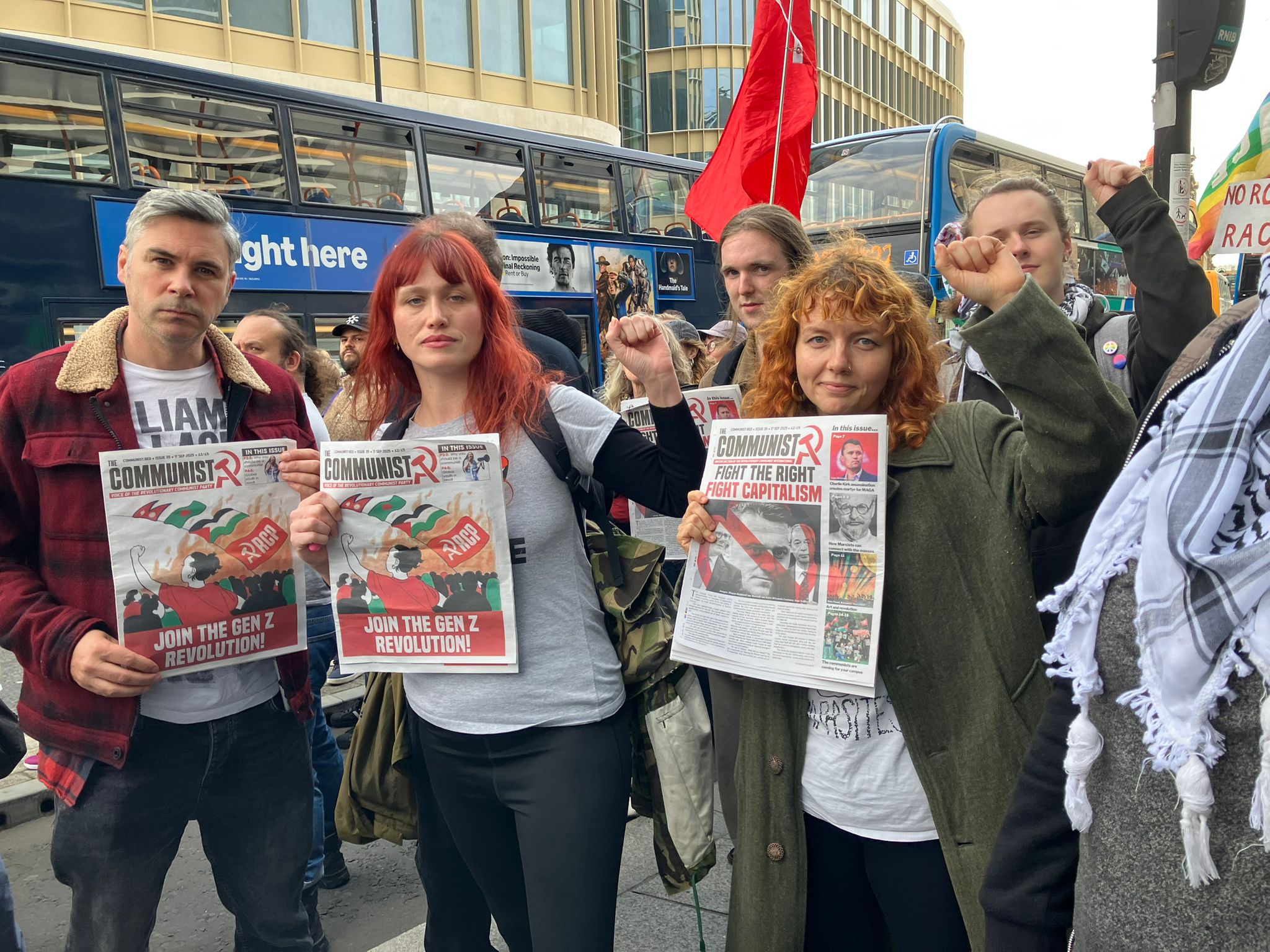 Newcastle comrades at anti racist demo Sept 2025