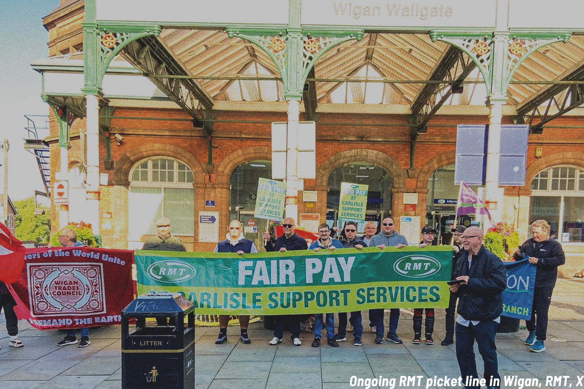 RMT picket line in Wigan