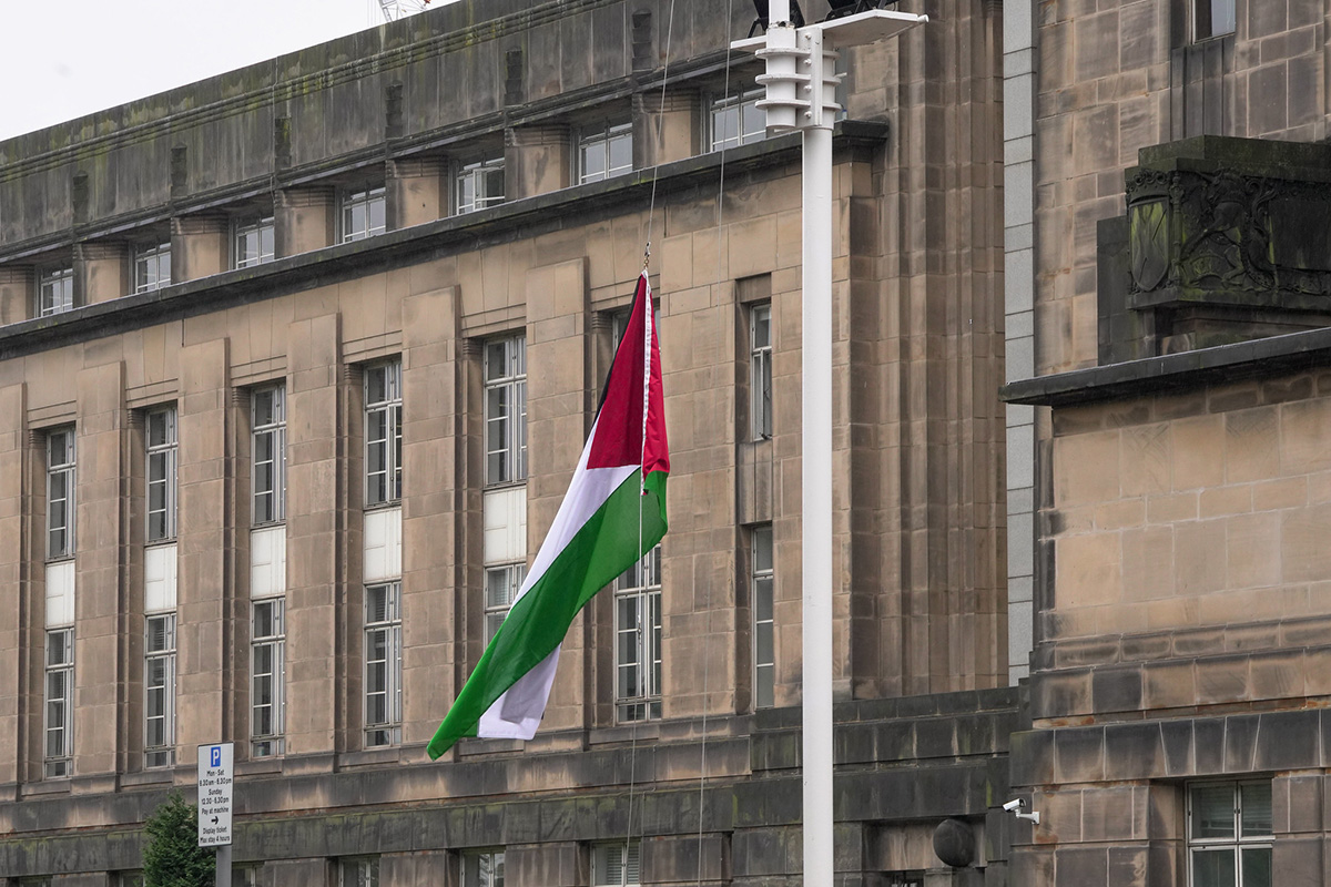 Palestinian flag outside Holyrood