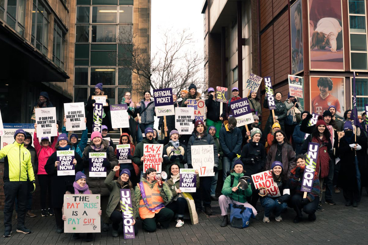 Bristol University workers striking against 17 years of pay cuts