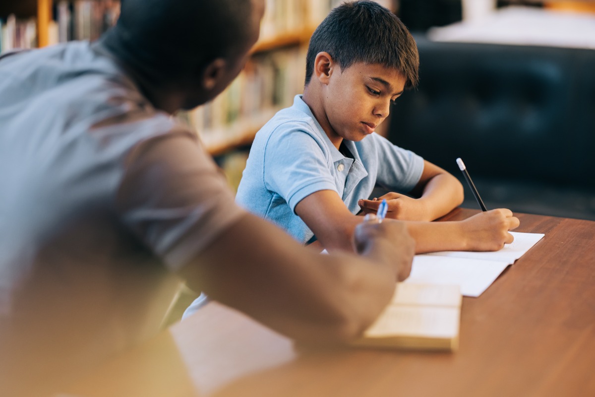 Teacher and school student