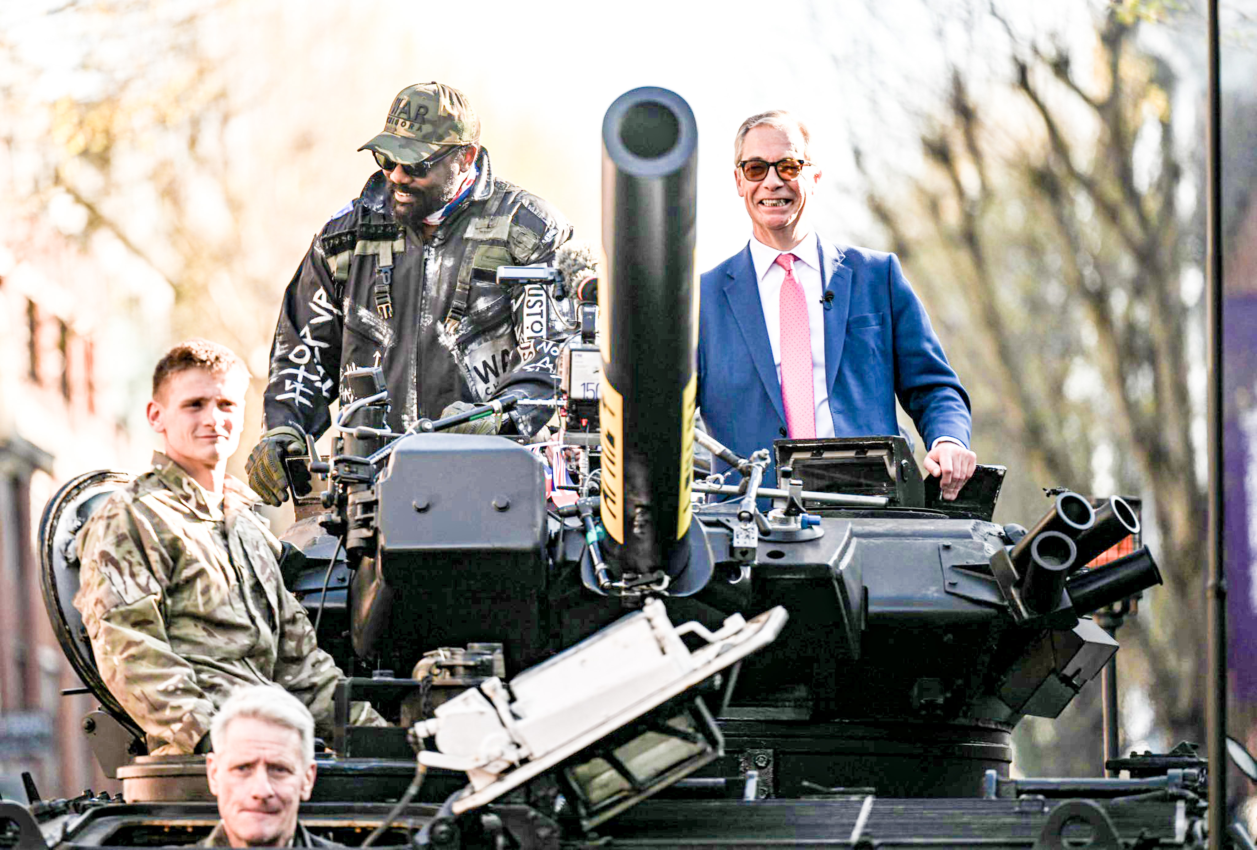 Farage on a tank