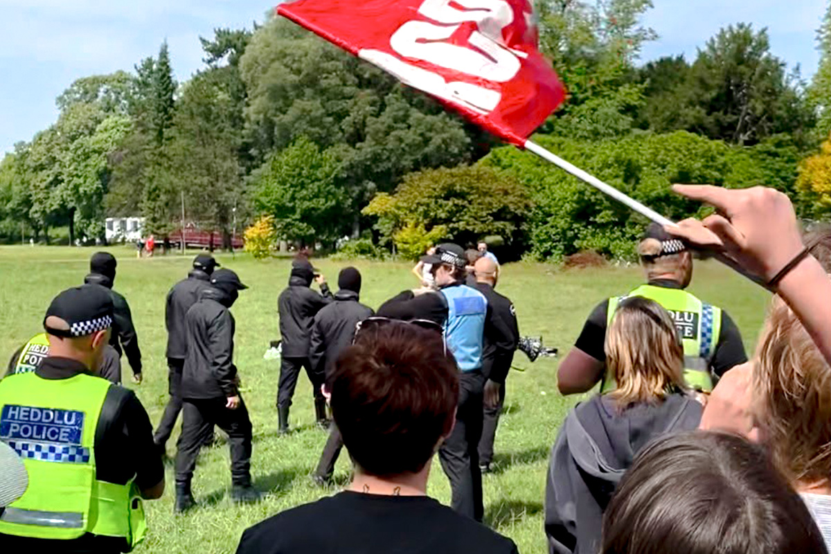 Cardiff Communists send fascist provocateurs packing!